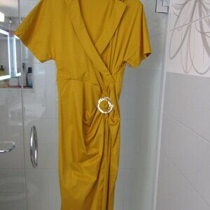 CULT GAIA Turmeric Gold Cotton Dress with Gold Plating Metal--Size 10-Excellent!